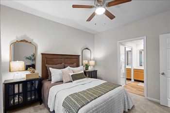 Bedroom with a large comfortable bed